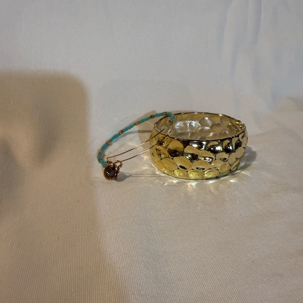 Alex and Ani Gold and Turquoise Bracelet Duo